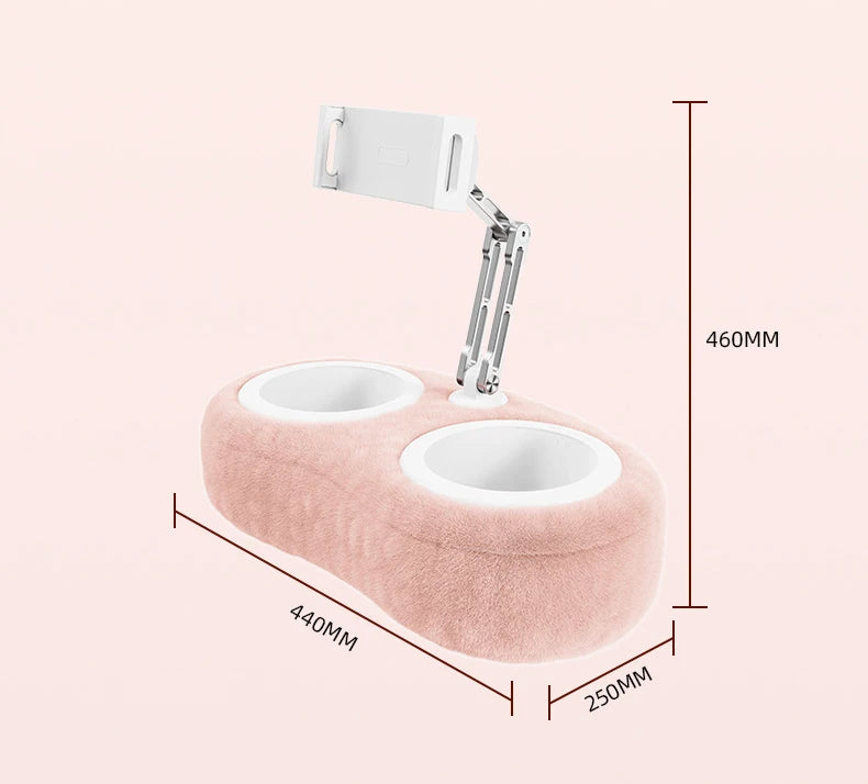 Tablet Stand Pillow Holder with 2 Snack Bowls