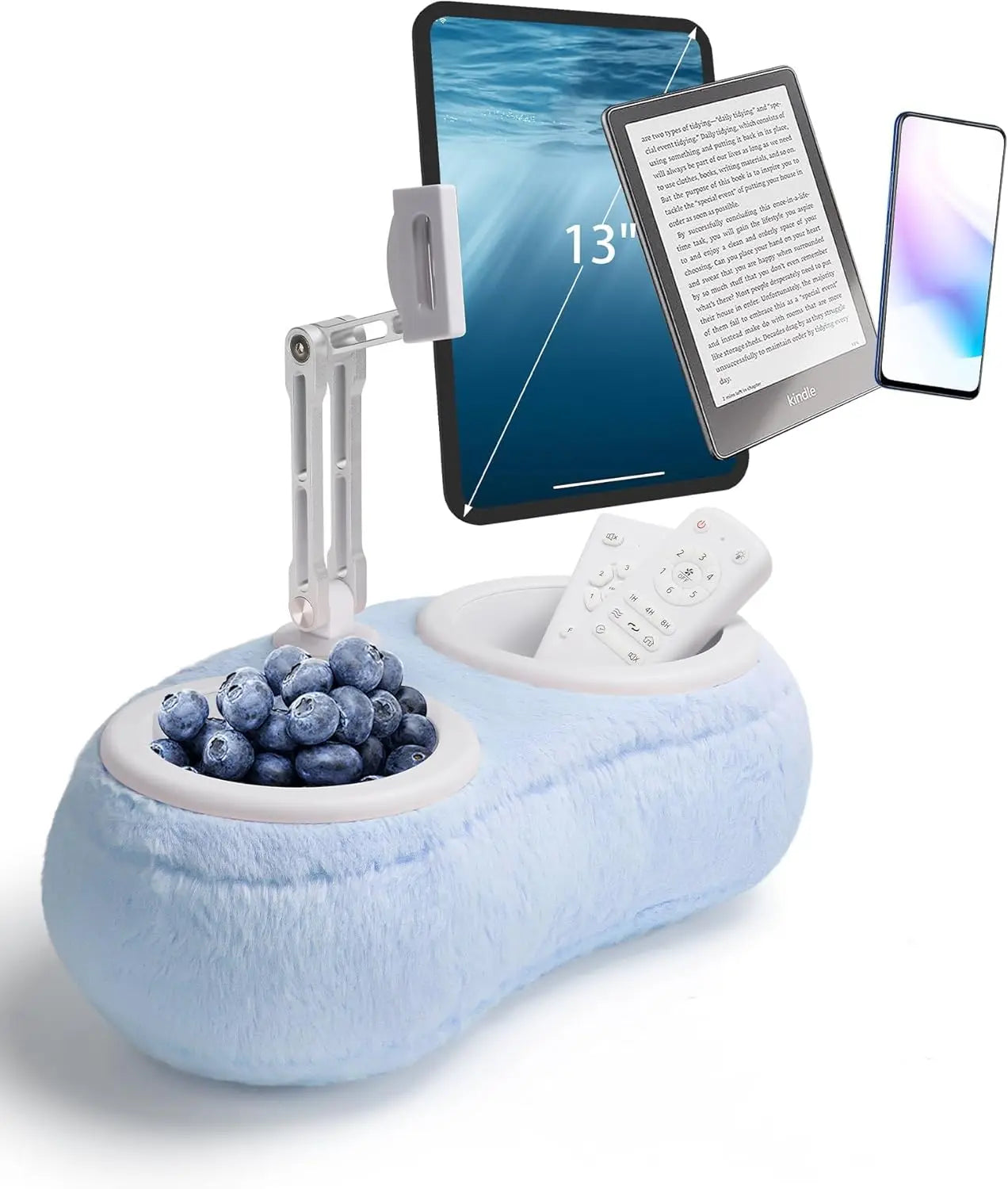 Tablet Stand Pillow Holder with 2 Snack Bowls